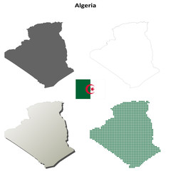 Blank detailed contour maps of Algeria