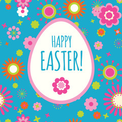 Easter card with egg and flowers