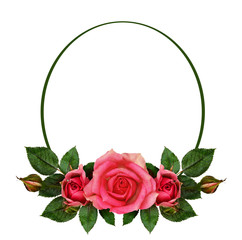 Rose flowers composition and oval frame