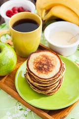 Breakfast with apple pancakes