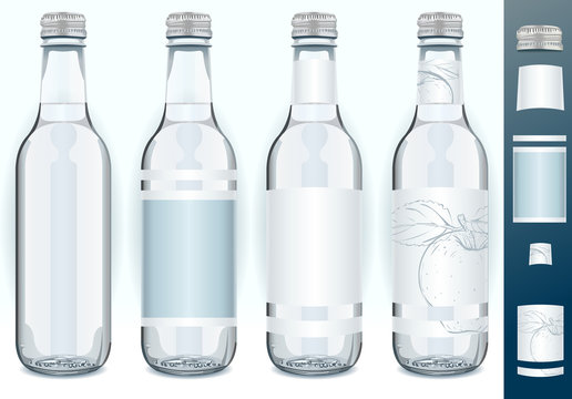 Four Glass Bottles with Generic Labels