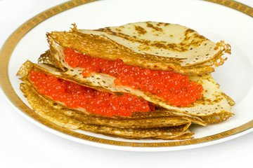Dish with pancakes
