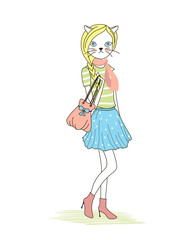 Cute anthropomorphic fashion kitten