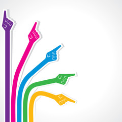 Creative colorful pointing hand stock vector