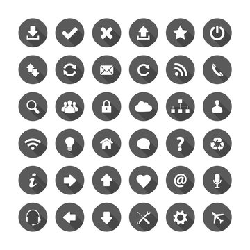 Grey long shadow style icons