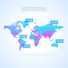 Fototapeta na wymiar World map with infographics elements