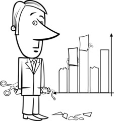 businessman and graph data cartoon