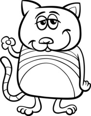 funny cat character coloring page