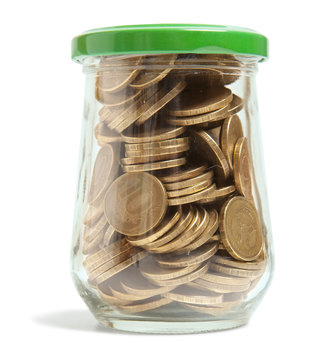 Coins in a glass jar