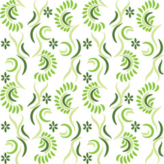 vector seamless green pattern with flowers