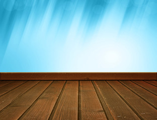 blue  sky and wood floor, background