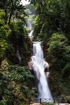 LUANG PRABANG, LAOS : The Kuang Si Falls. The falls begin in sha