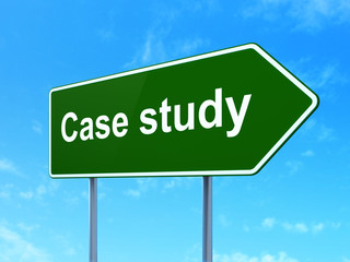 Education concept: Case Study on road sign background