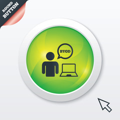 BYOD sign icon. Bring your own device symbol.