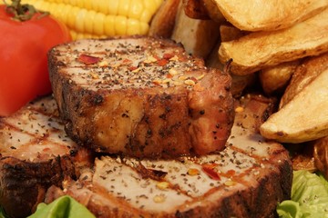 Grilled Pepper Steaks and  Wedges Potato,  XXXL