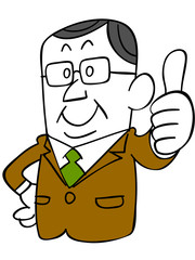 親指を立てるビジネスマン（上半身）