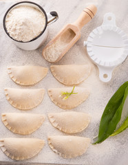 pierogi with wild garlic filling