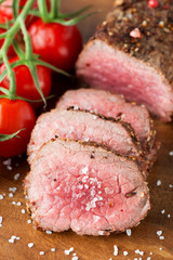 Roast beef with cherry tomatoes