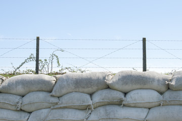 sandbags and barbed wire world war 1 Flanders Belgium - 63540994