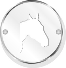 horse sign button, web icon isolated on white