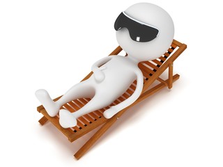 3d man having a rest on chaise lounge.