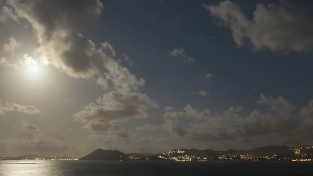 Time lapse Moonlight coast St Lucia