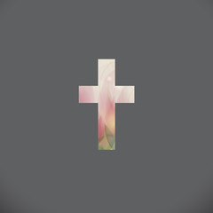 Obraz premium Condolence / Elegant card with floral Cross