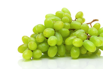 green grapes closeup on white background