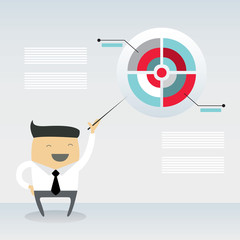 Happy businessman present growing business statistics