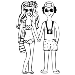 A man and a woman on the beach