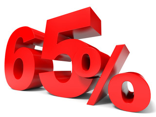 Red sixty five percent off. Discount 65%.