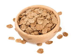 pile of bran flakes isolated on white