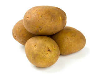 ripe potatoes isolated on white