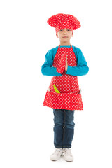 Studio portrait boy as little cook