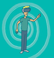 Experiencing virtual reality goggles headset