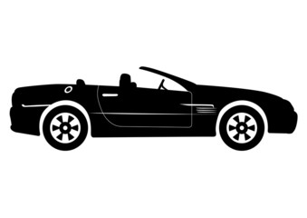 Black Convertible Car Vector Illustration