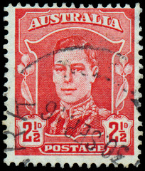 Stamp printed in Australia shows King George VI