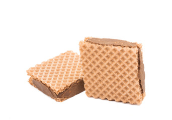 chocolate waffles isolated