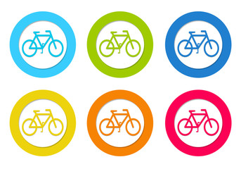 Colorful rounded icons with bicycle symbol