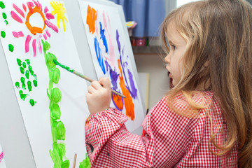 Little girl painting on paper - 63548797