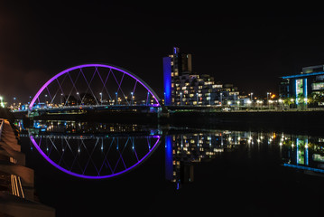 Clyde Arc bridge in Glasgow at night