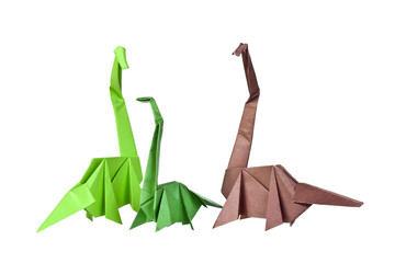 Origami. Paper figures of dinosaurs