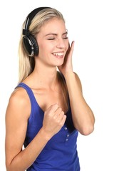 Naklejka premium Gorgeous Music Listening Girl