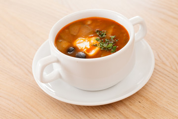soup with different kind meat