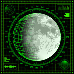 Radar screen with Moon