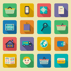 Online shopping icons set