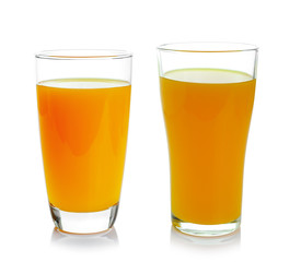 glass of orange juice isolated on white background