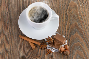 coffee with chocolate and dry breakfast