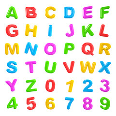 English Multi-colored Alphabets and numbers