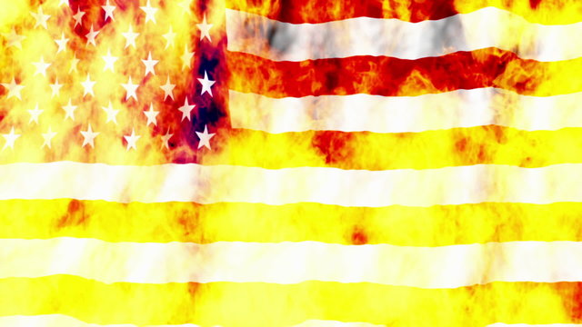 USA Flag burning non looping Animated Background